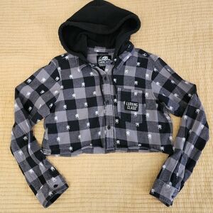 Lurking Class by Sketchy Tank Spider Black Crop‎ Hooded Flannel Shirt Streetwear